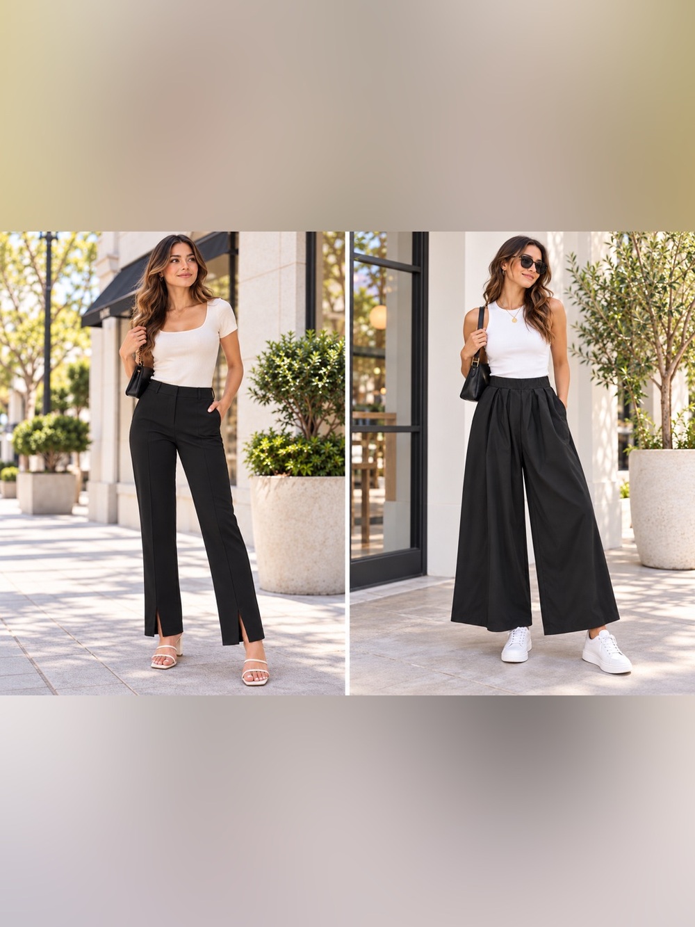 Lot of 2 Black Pull-On Pants Women’s XL Wide Leg & Straight Leg Everyday Casual